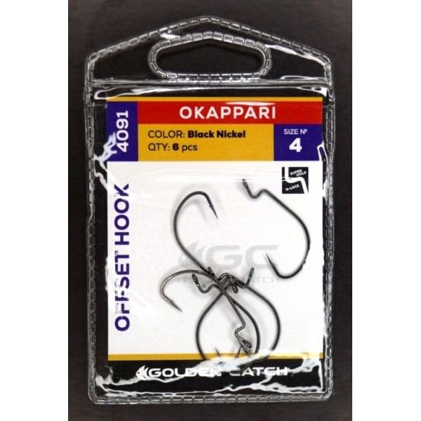 Гачки для риби, GC Offset Okkapari 4091, 6шт/уп, колір BN, №4